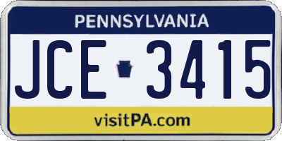 PA license plate JCE3415