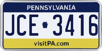 PA license plate JCE3416