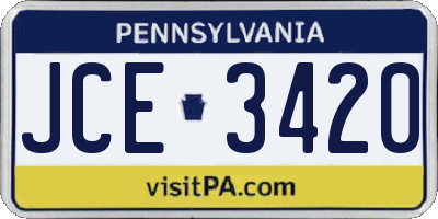 PA license plate JCE3420