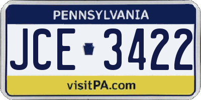 PA license plate JCE3422