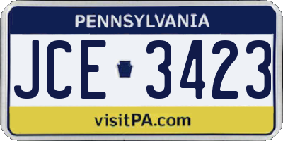 PA license plate JCE3423