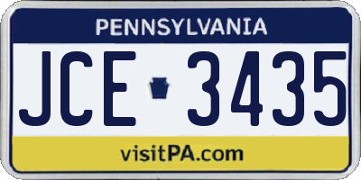 PA license plate JCE3435