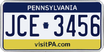 PA license plate JCE3456