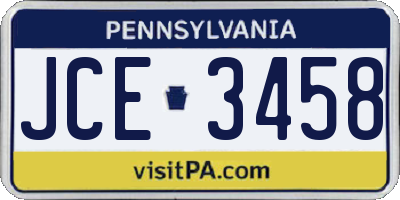 PA license plate JCE3458