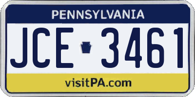 PA license plate JCE3461