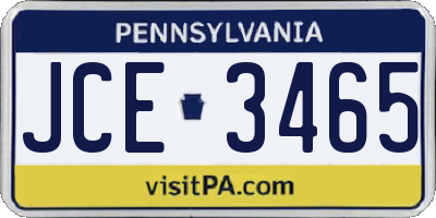 PA license plate JCE3465