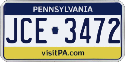 PA license plate JCE3472