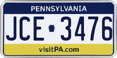 PA license plate JCE3476