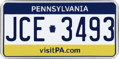 PA license plate JCE3493