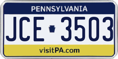 PA license plate JCE3503