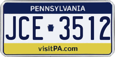PA license plate JCE3512