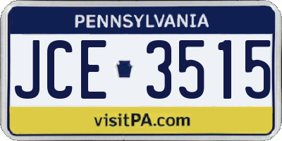 PA license plate JCE3515