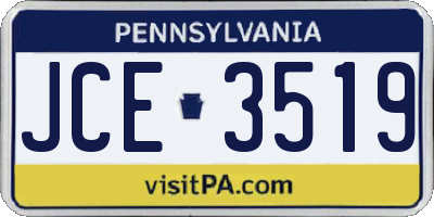 PA license plate JCE3519