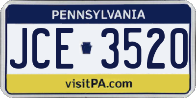 PA license plate JCE3520