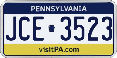 PA license plate JCE3523