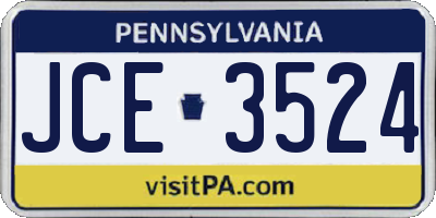 PA license plate JCE3524