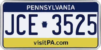 PA license plate JCE3525