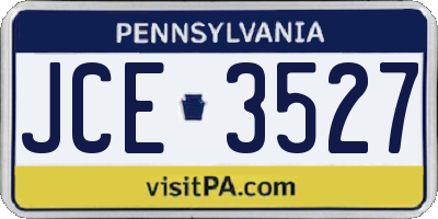 PA license plate JCE3527