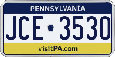 PA license plate JCE3530