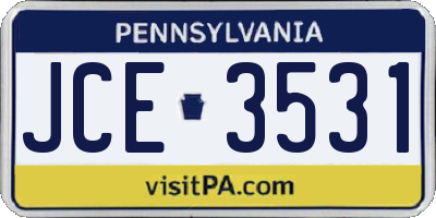 PA license plate JCE3531