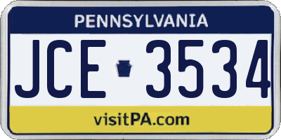 PA license plate JCE3534