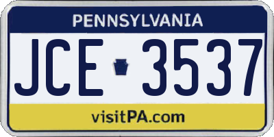 PA license plate JCE3537