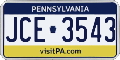 PA license plate JCE3543