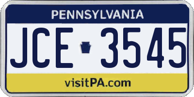 PA license plate JCE3545