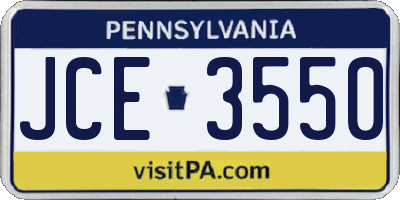 PA license plate JCE3550