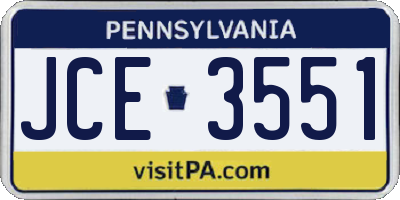 PA license plate JCE3551