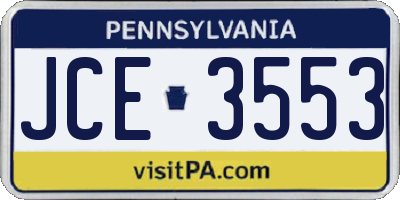 PA license plate JCE3553