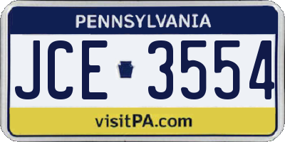 PA license plate JCE3554