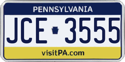 PA license plate JCE3555