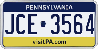 PA license plate JCE3564