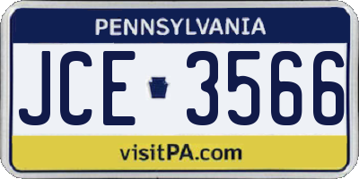 PA license plate JCE3566
