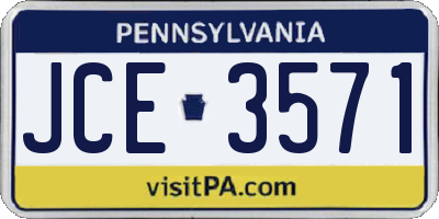 PA license plate JCE3571