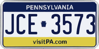 PA license plate JCE3573