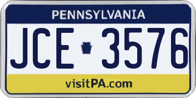 PA license plate JCE3576