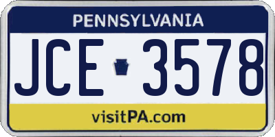 PA license plate JCE3578