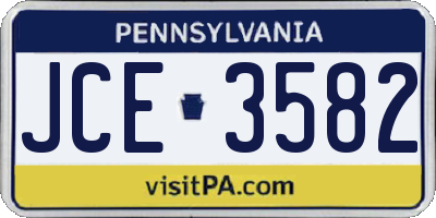 PA license plate JCE3582