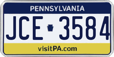 PA license plate JCE3584
