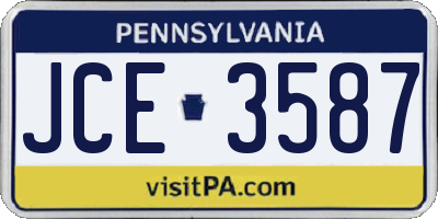 PA license plate JCE3587