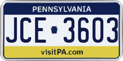 PA license plate JCE3603