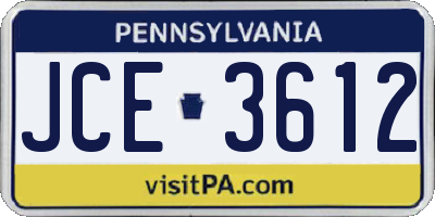 PA license plate JCE3612