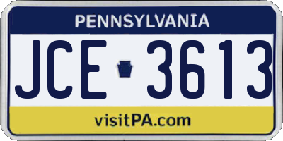 PA license plate JCE3613