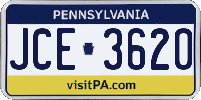 PA license plate JCE3620