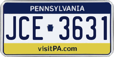 PA license plate JCE3631
