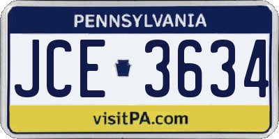PA license plate JCE3634