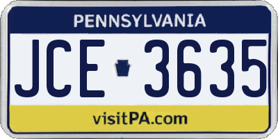 PA license plate JCE3635