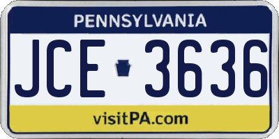 PA license plate JCE3636